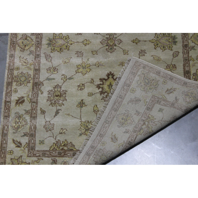 Tapis oriental doré en laine noué à la main 6 pi x 9 pi Caitlin Caitlen