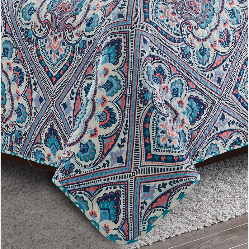 Perseus Polyester Damask Quilt, Twin Quilt + 1 Standard Sham