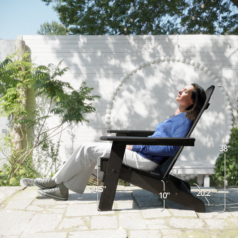 Plastic Folding Adirondack Chair, Black