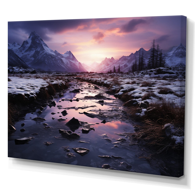 Alaska, crépuscule arctique sur toile, Toile tendue, H 16 po x l 32 po x P 1 po