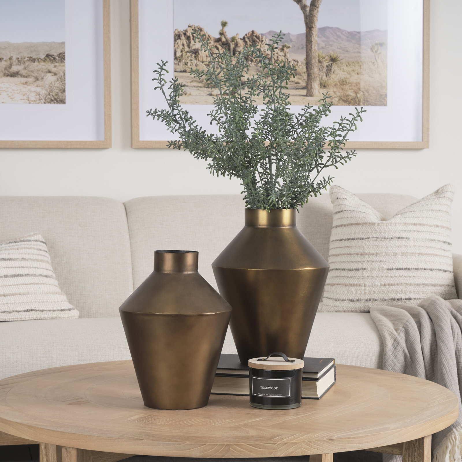 Metal Table Vase, 12" H x 8.5" W x 8.5" D