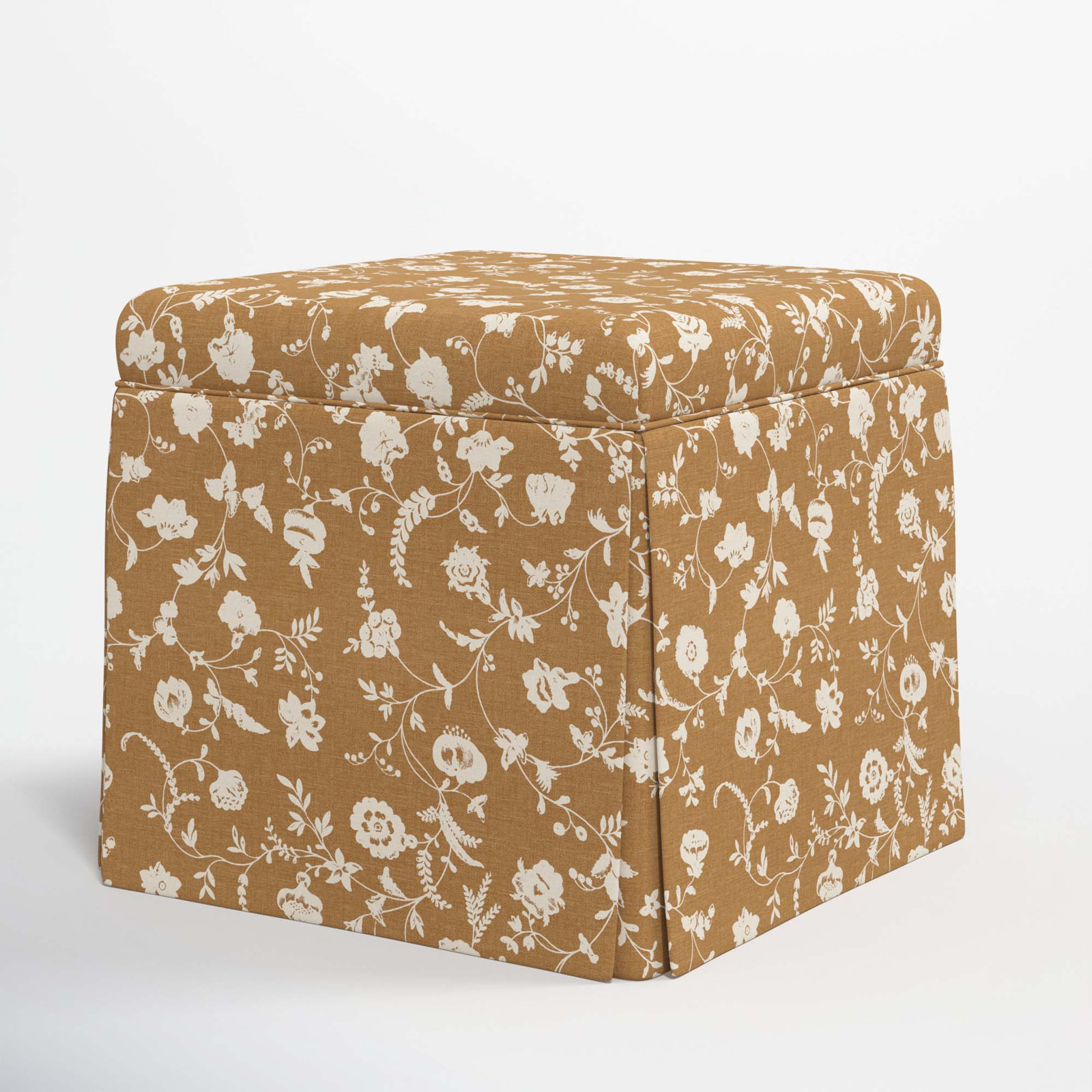 Jebb 20" Cotton Ottoman, Robina Floral Ochre