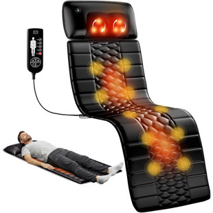 Full Body Massage Mat With Heat, Detachable Massager Pad Deep Tissue Pain Relief,10 Vibrating Motors And 9 Speed Settings For Relaxation At Home Or Office