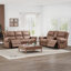  Irmi 2-Piece Vegan Leather Manual Reclining Living Room Set, Loveseat and Sofa Set with Nailhead