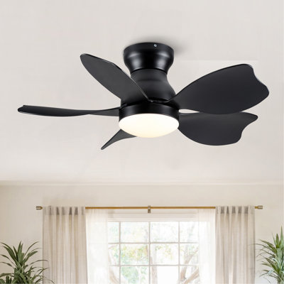 30" Small Kid's Low Profile Flush Mount Ceiling Fan Lighting with Remote Control for Small Children Room