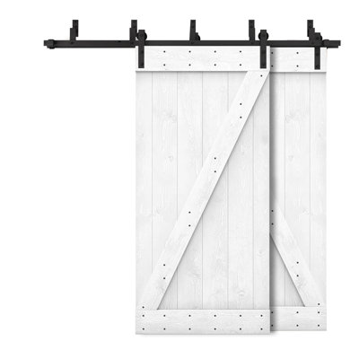 Porte de grange à panneaux et en bois avec quincaillerie d'installation