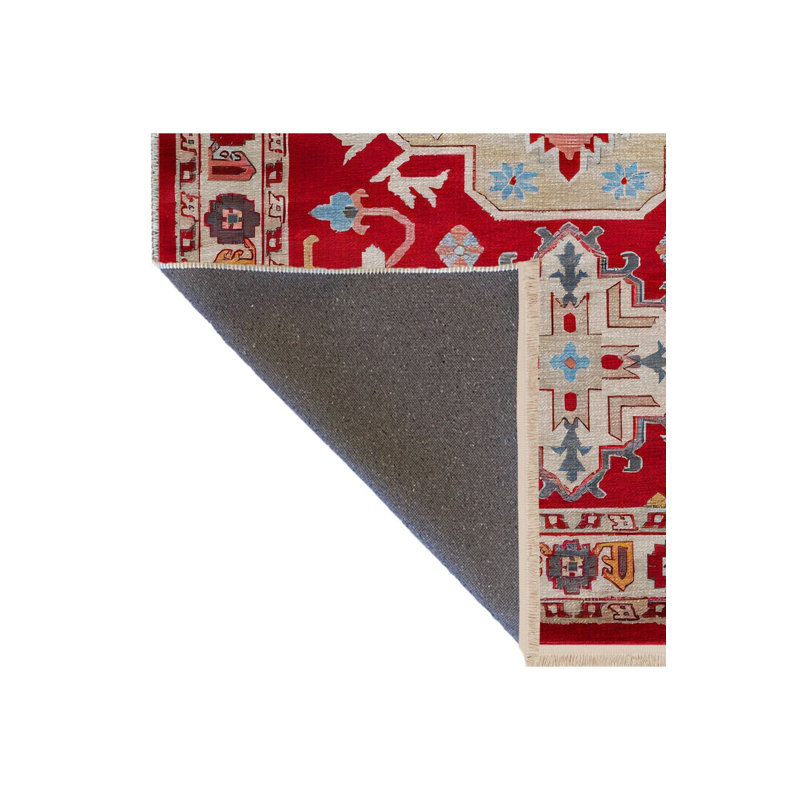  Tapis décoratif rétro à motif traditionnel beige, Sous-tapis rectangulaire de 3 pi 3 po x 4 pi 11 po