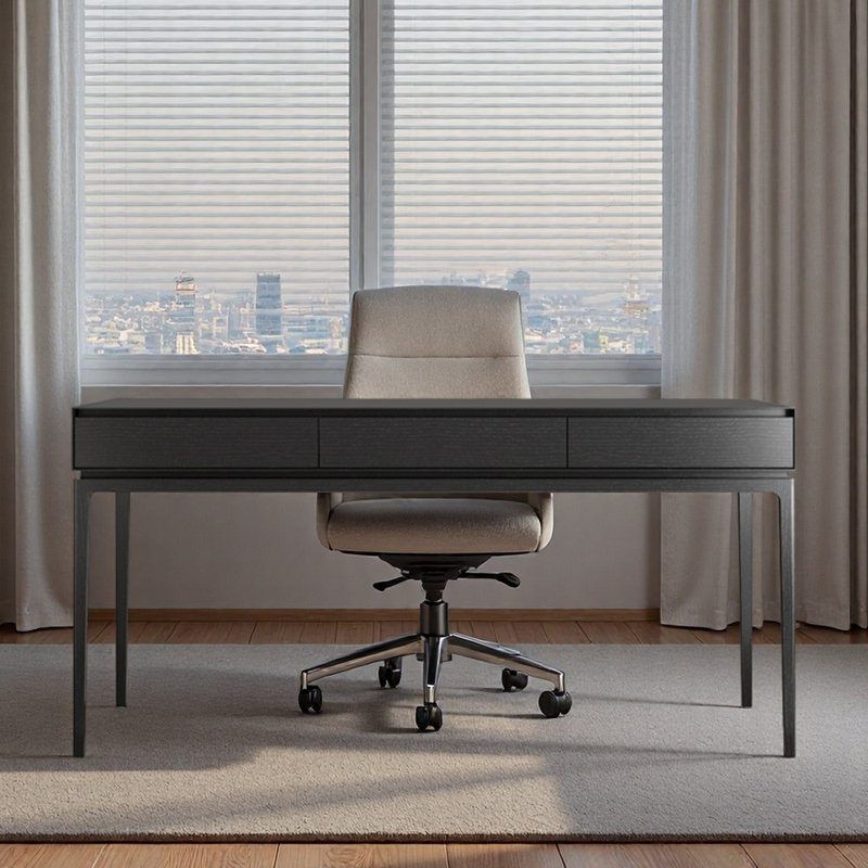 Simple computer desk study table for learning, Black, 30.71" H x 70.87" W x 25.59" D