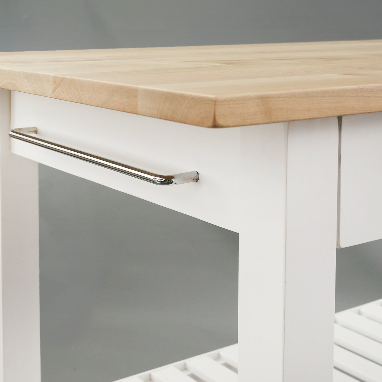 Herriott Solid Wood Prep Table, White/Natural, 36.5"H x 40"W x 20"D
