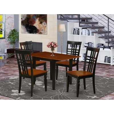 L'ensemble de table de salle à manger 5 pièces pour 4 personnes comprend une table de cuisine rectangulaire avec Dropleaf et 4 chaises de cuisine, noir et cerise