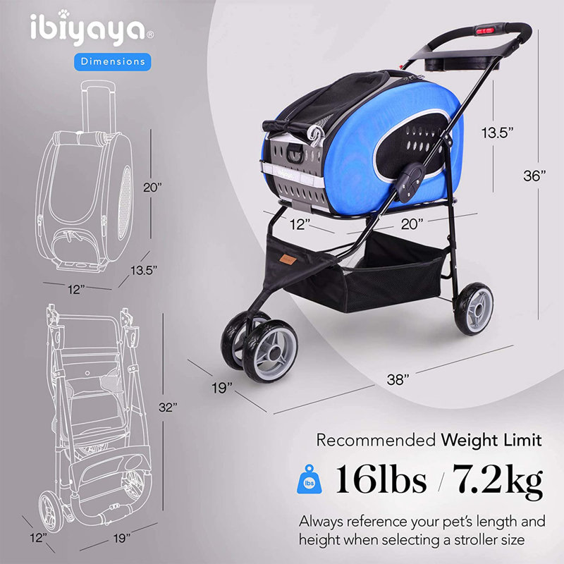 5-in-1 EVA Pet Carrier-Stroller, Blue