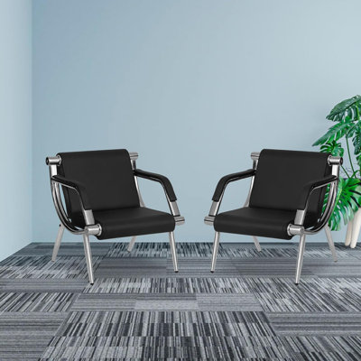 Kinbor Faux Leather Seat Waiting Room Chair With Metal Frame
