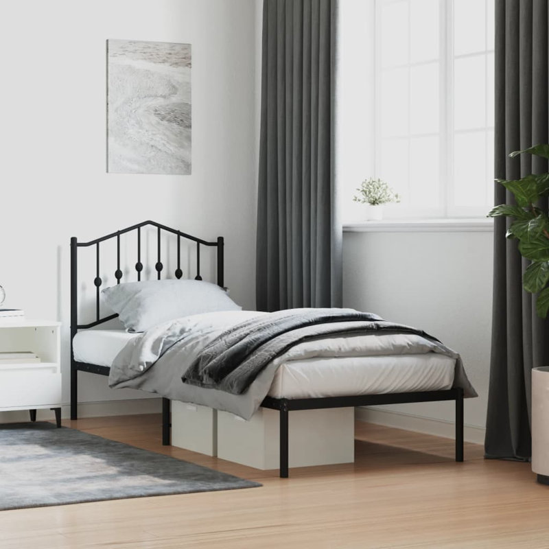 Affton Metal Bed, Black, Small Double (4')