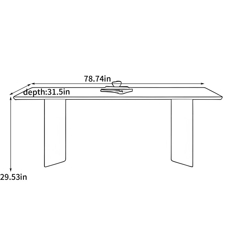 Simple home rectangular dining table, 29.53"H x 78.74"L x 31.5"W