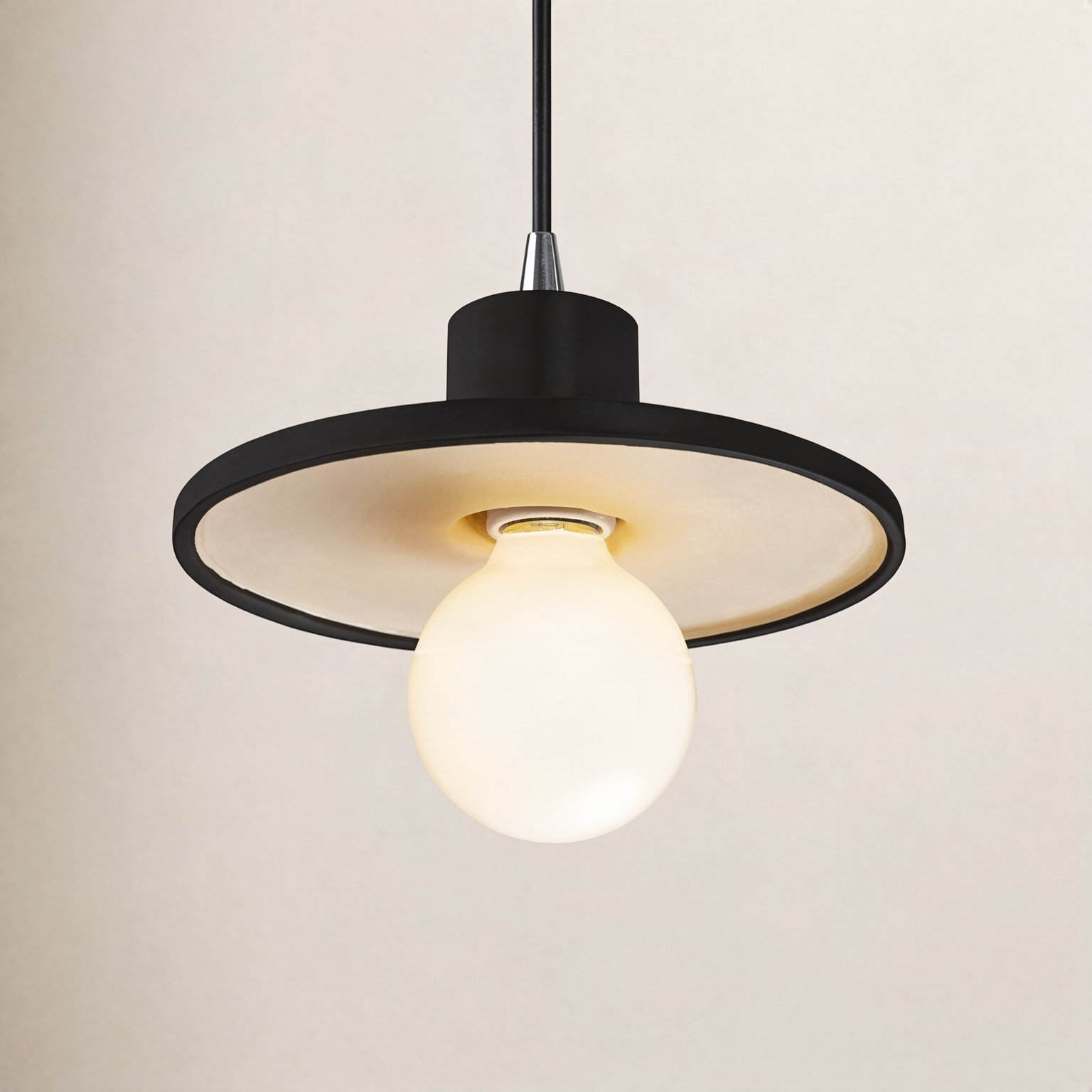 Marlena Dimmable Single Light Pendant, Matte Black/Champagne Gold, Polished Chrome