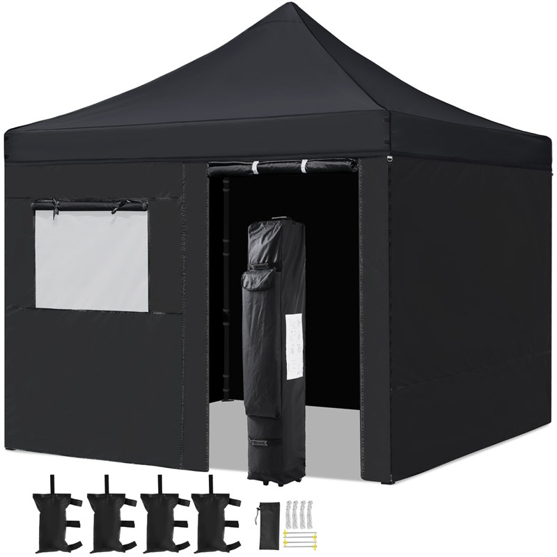 Camdyn 10 Ft. W x 10 Ft. D Steel Pop-Up Canopy, Black