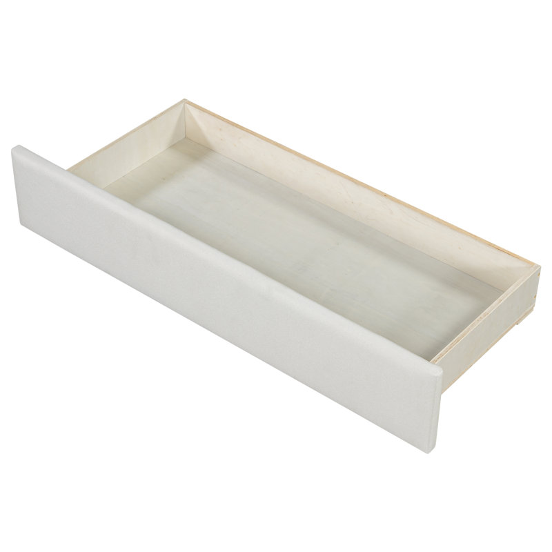 Beige Upholstered Twin XL To King Daybed With 2 Drawers |, Beige