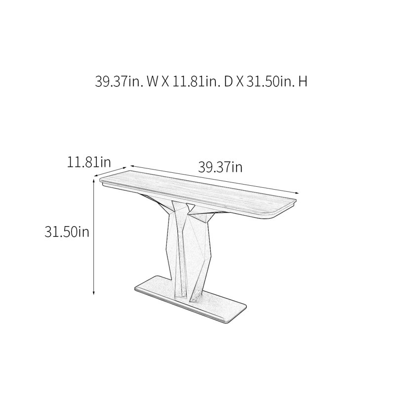 Console Modern Minimalist, H 31,5 po x l 39,37 po x P 11,81 po, Argent argent