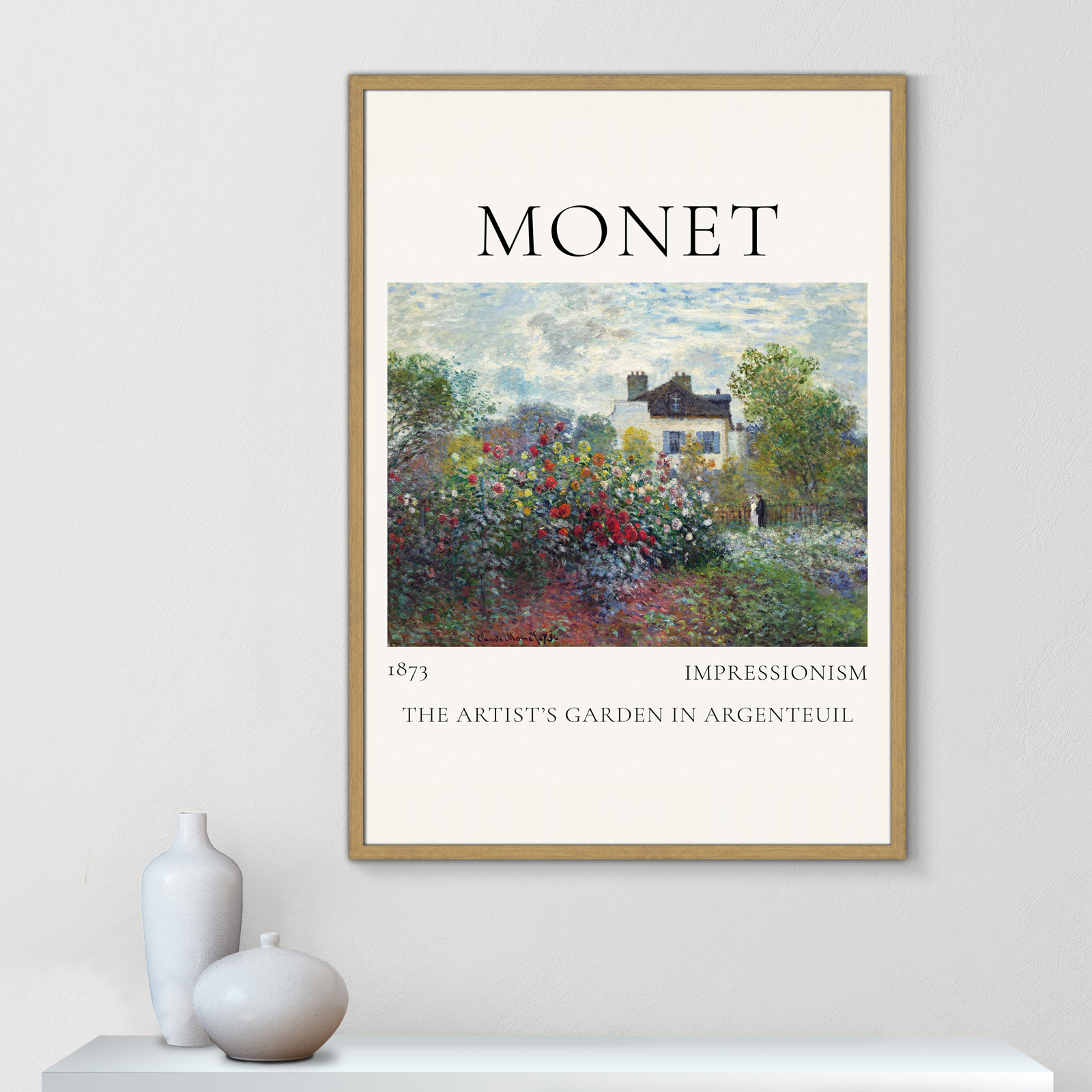 Rocchetto "Artists Garden in Argenteuil" Print, Natural Single Picture Frame, No, 41.5" H x 29.5" W x 0.75" D