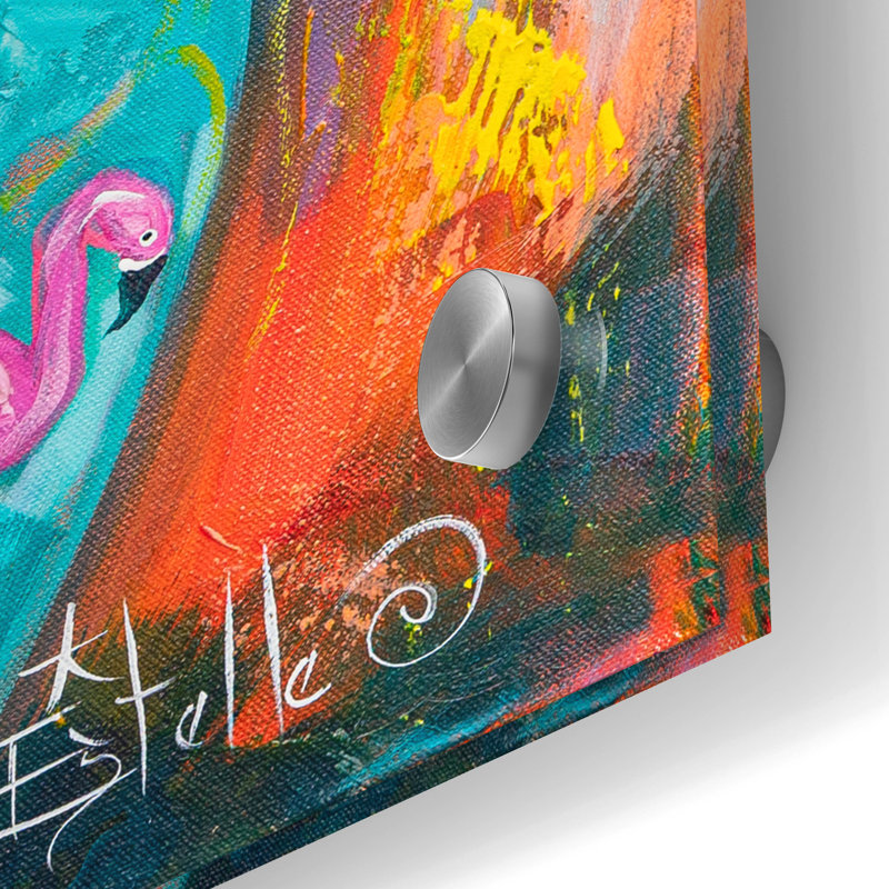 «Flamingo Vase» par Estelle Grengs, art mural en verre acrylique, H 24 po x l 24 po x P 0,2 po