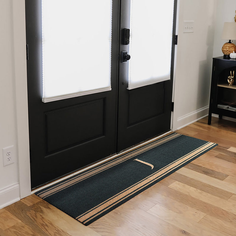 Neighburly Initial Stripes Monogram Indoor Outdoor Doormat, 21.75" W X 72" L, Yes