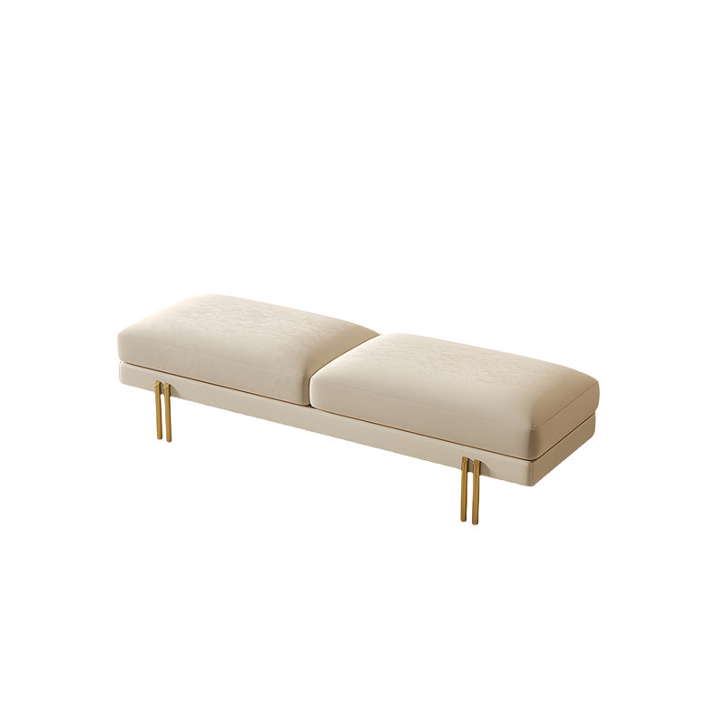 Banc rembourré Latanya, Crème, H 17,71 po x l 59,05 po x P 17,71 po