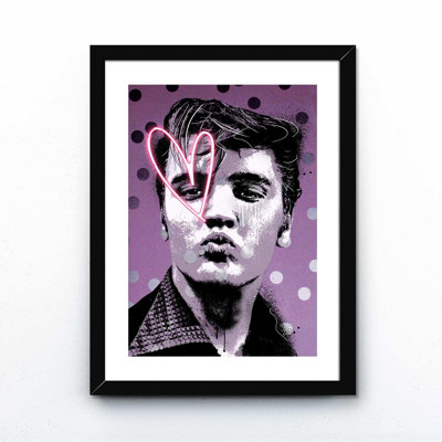 Elvis Neon Heart - Print on Canvas