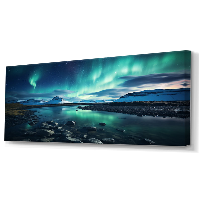 «Islandais Borealis Winter s Aurora I - Aurora Borealis», art mural encadré, Toile tendue, H 28 po x l 60 po x P 1,5 po