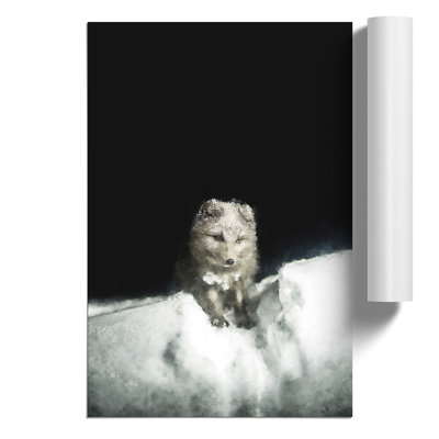 Arctic Snow Fox Painting - Frameless Print