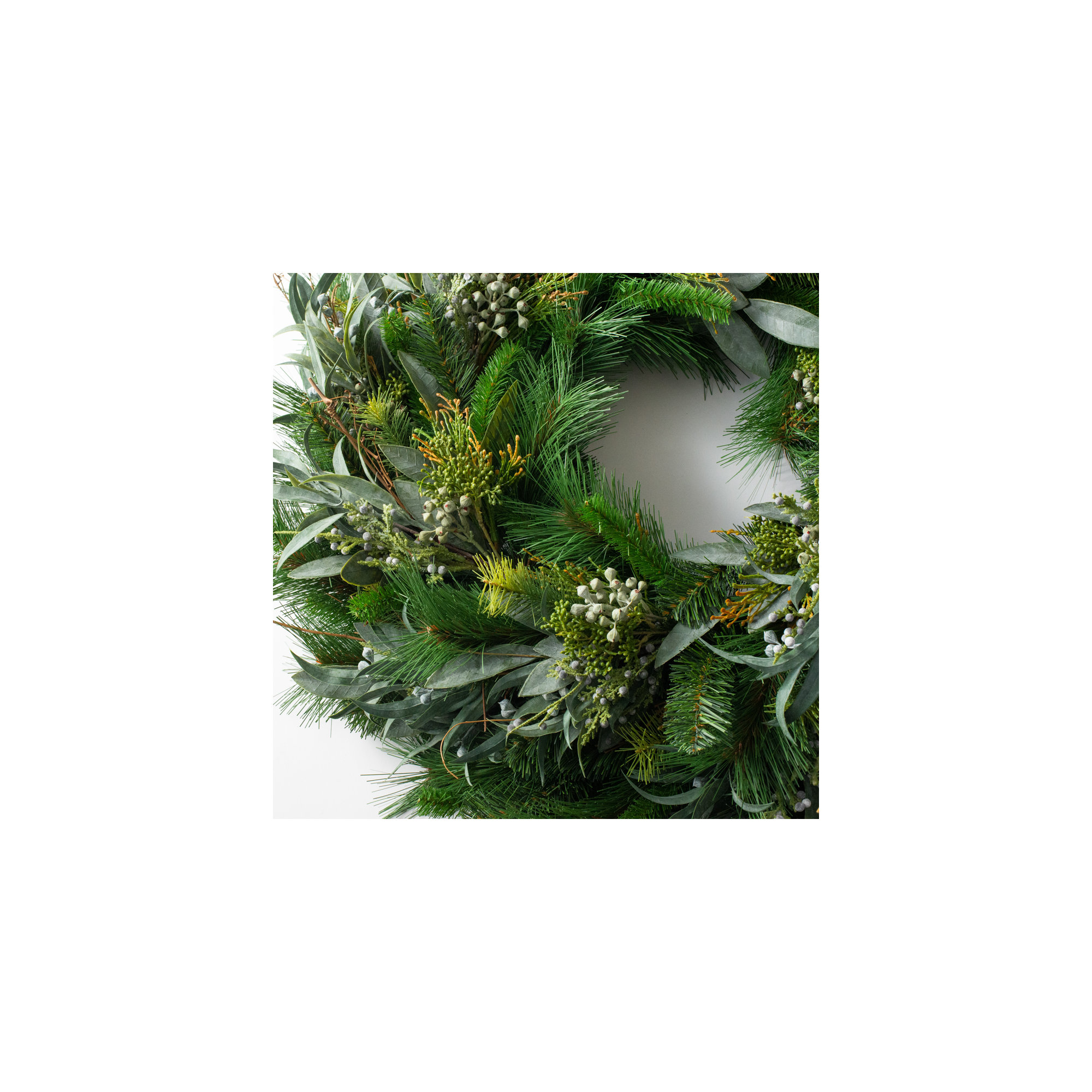 Faux Eucalyptus Silk Wreath, 24" H x 24" W x 6" D