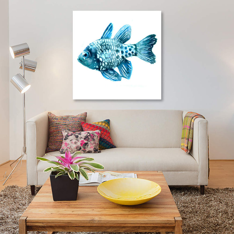 " Fish II " by Edward Selkirk, 37" H x 37" W x 1.5" D, No Mat, Wrapped Canvas