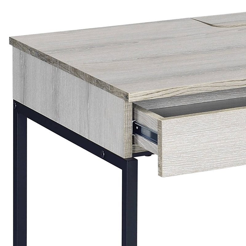 Bureau rectangulaire en bois naturel et noir avec tiroirs pratiques - 2 tiroirs.