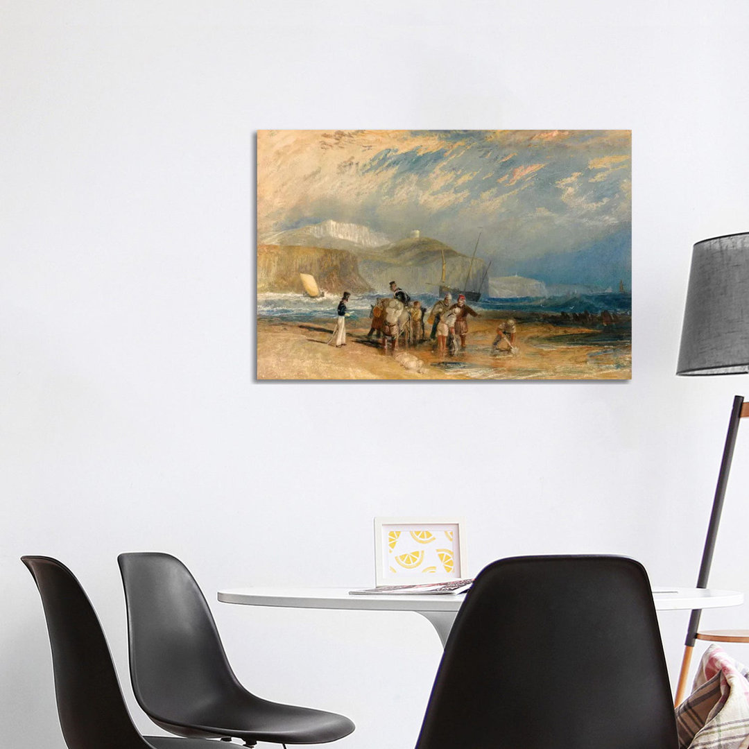 Folkestone Harbour And Coast To Dover von J.M.W. Turner - Galerie-verpackte Leinwand Giclée auf Leinwand