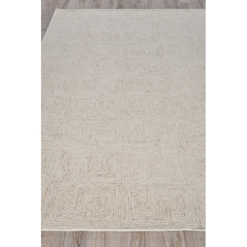 Caprice Geometric Handmade Tufted Area Rug, Rectangle 10' x 14', Dark Beige/Ivory