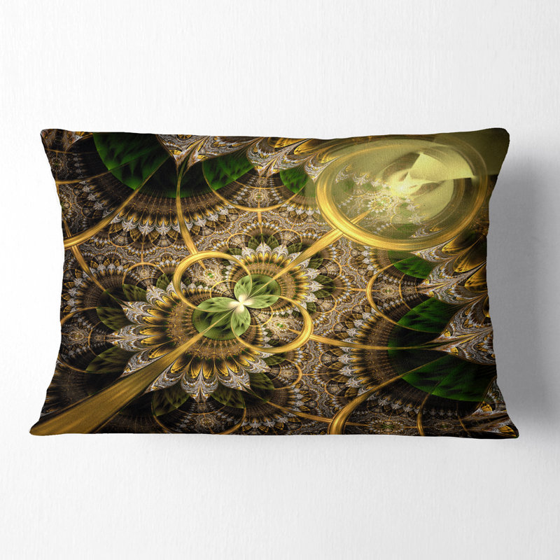 Coussin lombaire floral foncé et fractal