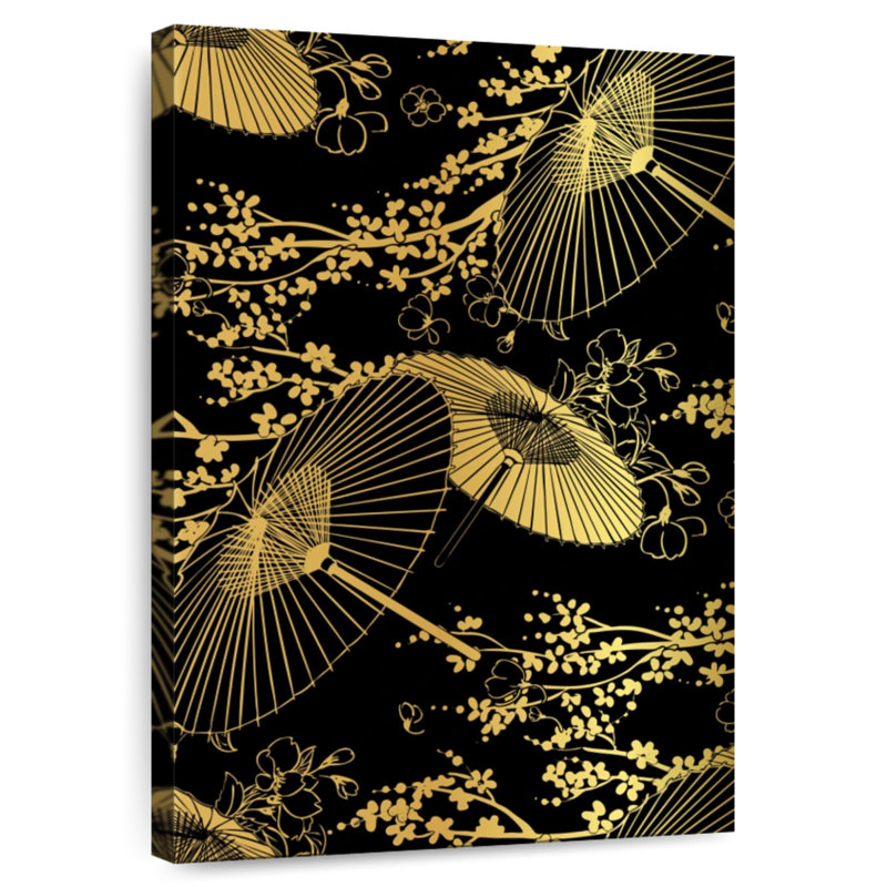 Kerner Golden Oriental Umbrellas, 48" H x 32" W