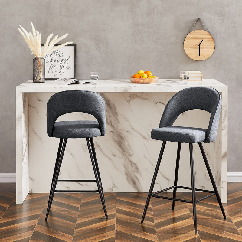 Salvator Counter Stool with Metal Frame, Dark Grey/Black