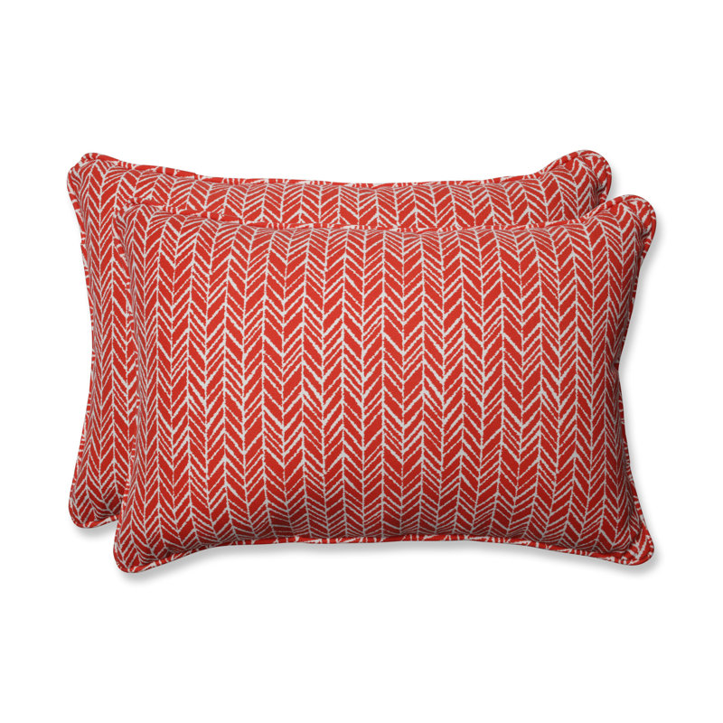 Yellow and Off-White Herringbone Lumbar Throw Pillow Set