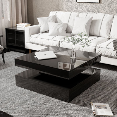 Table basse moderne avec éclairage DEL réglable, table centrale pour canapé ou salon