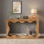 Table basse d'entrée avec design ondulé, console étroite rectangulaire de 63 pouces, rangement ouvert à deux niveaux, fabrication en bois aggloméré, finition grain de bois brun