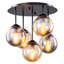 Plafonnier semi-encastré 5 lumières, luminaire semi-encastré industriel moderne avec cadre noir mat, abat-jour en verre ambre et gris fumé, 5 douilles E26, largeur 17,3 po