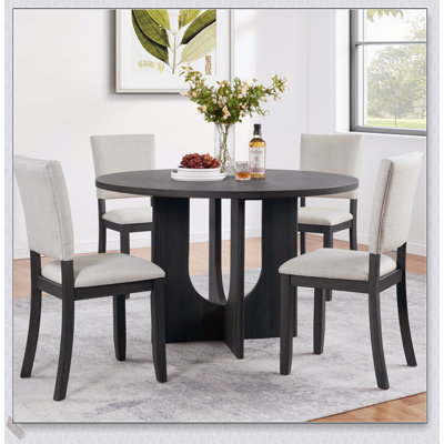 Ensemble de salle à manger moderne 5 pièces avec 4 chaises rembourrées, spacieux et élégant pour les réunions de famille et les repas de tous les jours