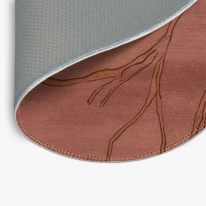 Tapis brun abstrait intérieur et extérieur, Rond 5 pi