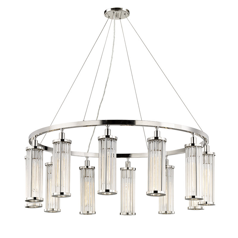 Marley 12 - Light Wagon Wheel Chandelier, Polished Nickel