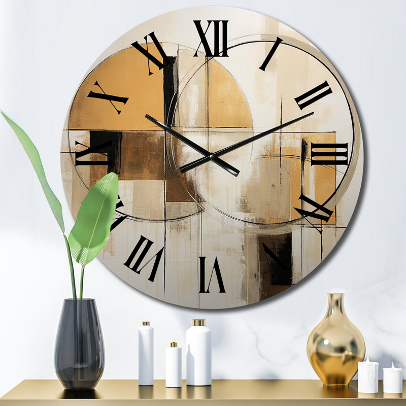 Exquisite Nostalgia Retro Gold Geometric Metal Wall Clock, Medium