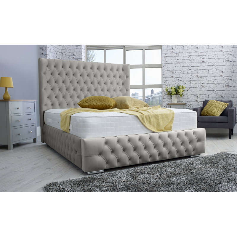 Gisela Upholstered Bed, Silver, Double (4'6)