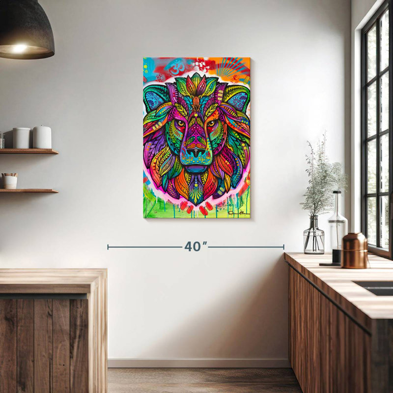 Lion psychédélique Brampt, H 36 po x l 24 po
