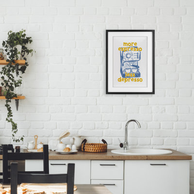 «More Espresso Minimal Coffee», reproduction encadrée sous verre, conception de JJ Design House LLC