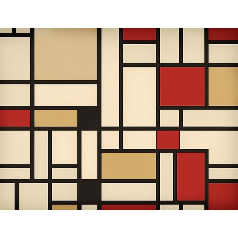 Rideau de douche Mondrian - décor de salle de bain moderne, H 73 po x l 70 po