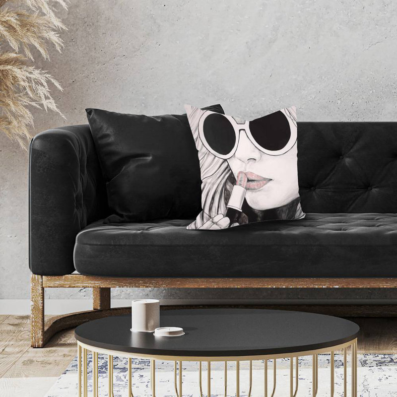 Incognito - 16"x16" Throw pillow cover - Poly twill - Print on demand, 16"H x 16"W, Gray/Black/Yellow